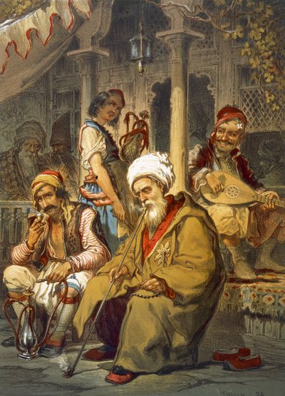 Scène in een café, 1865 door Amadeo Preziosi